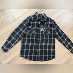 Molokai Surf Co Black and White Plaid Flannel Men's Shirt NWT $68 retail Sz L